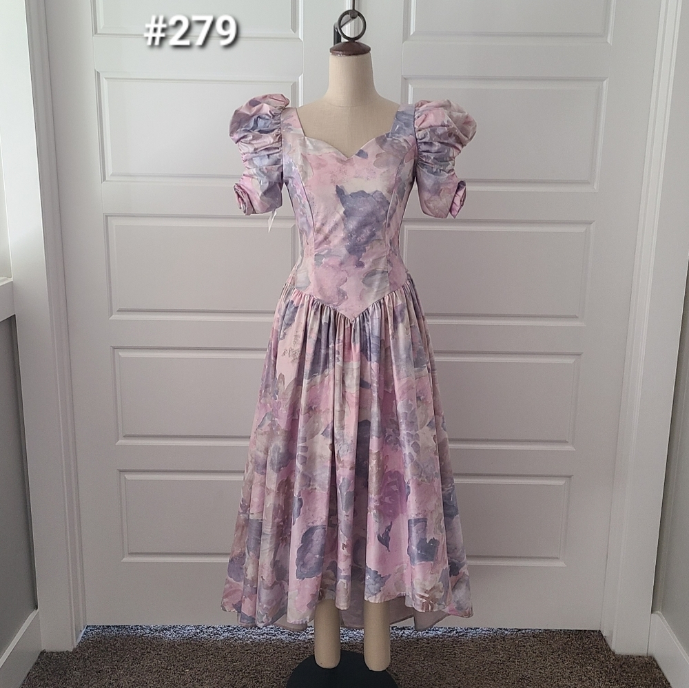Floral Print Vintage 80's Prom Dress